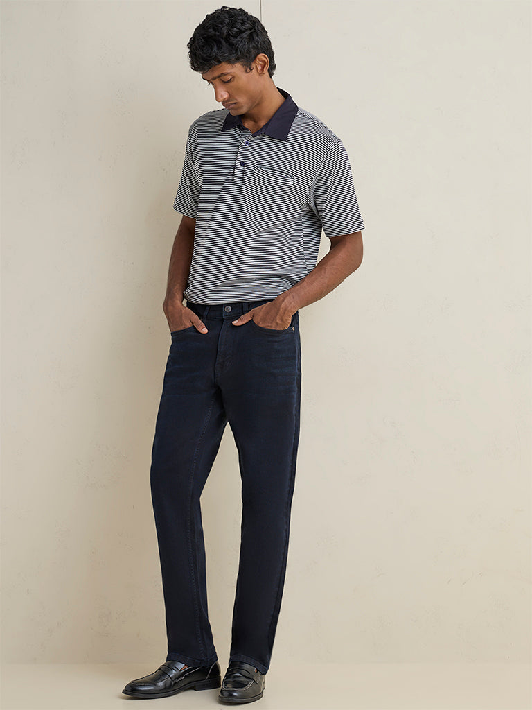 Ascot Dark Blue Relaxed-Fit Mid-Rise Jeans