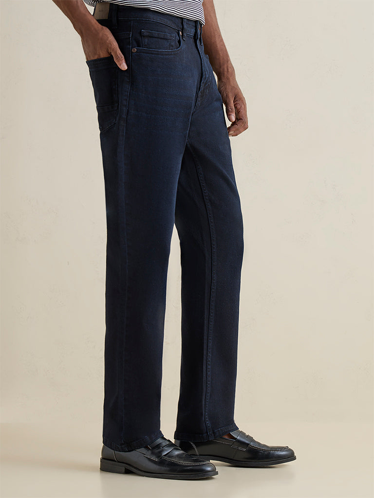 Ascot Dark Blue Relaxed-Fit Mid-Rise Jeans