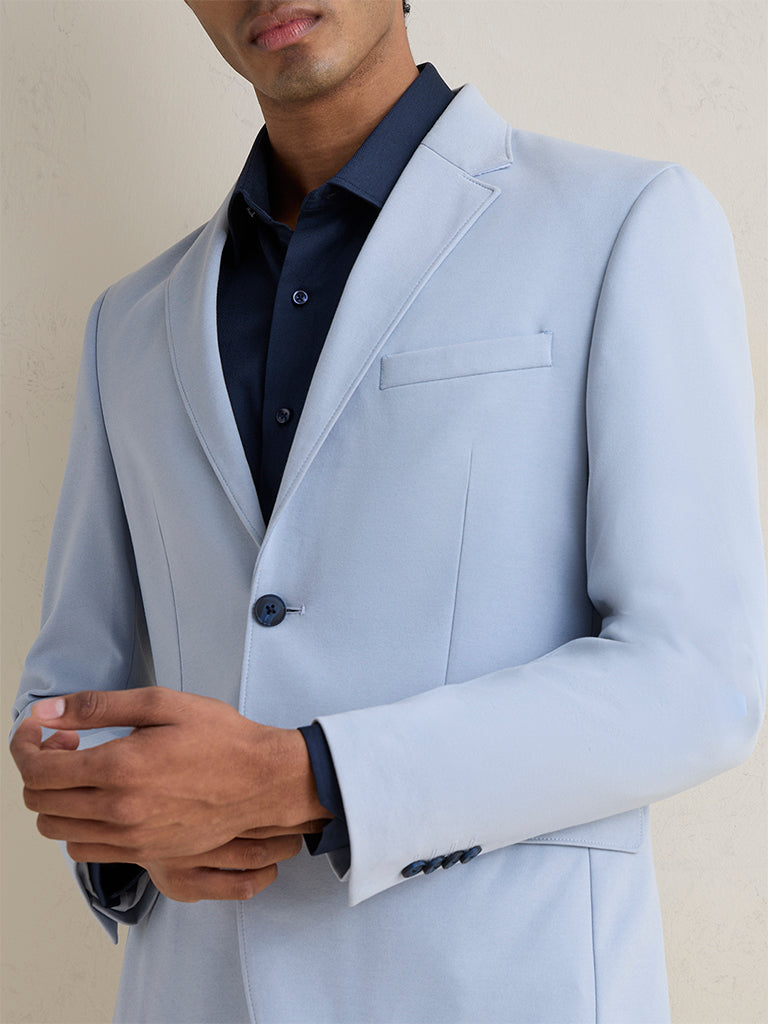 WES Formals Light Blue Slim-Fit Blazer