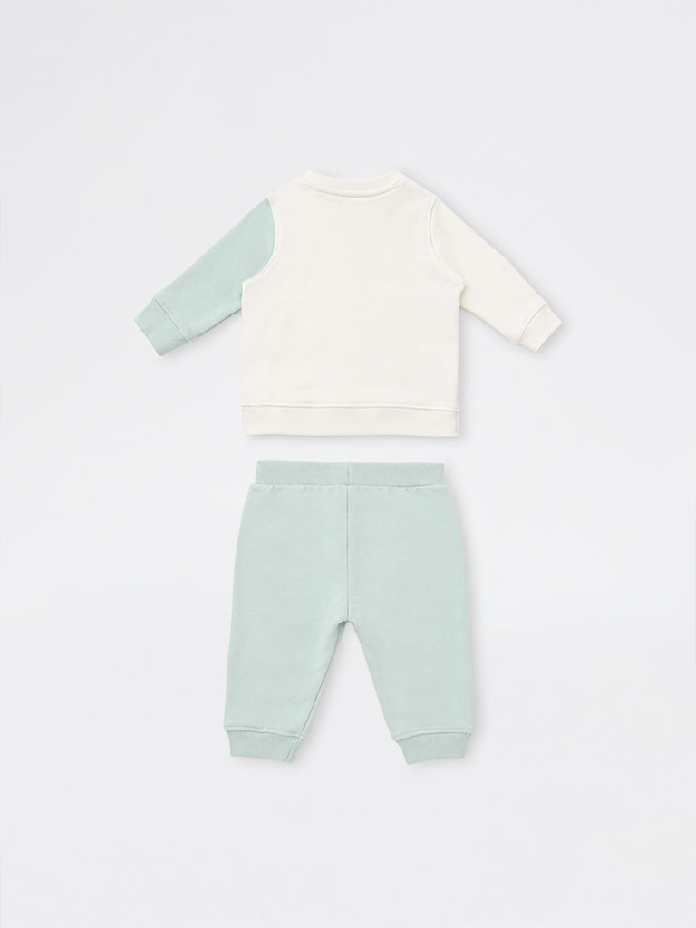 HOP Baby Boys Multicolour Cotton-Blend Sweatshirt and Pants Set