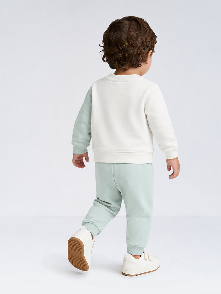 HOP Baby Boys Multicolour Cotton-Blend Sweatshirt and Pants Set