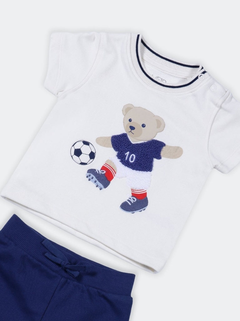 HOP Baby Boys White Printed T-Shirt and Jogger Set