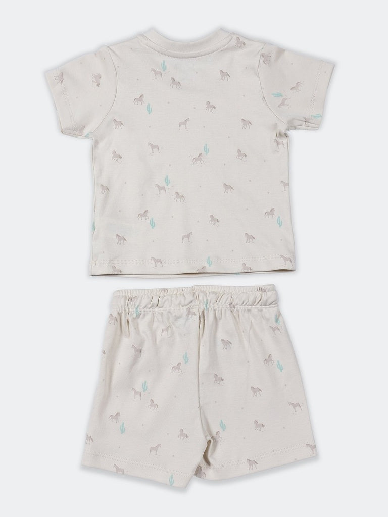 HOP Baby Boys Multicolour Printed Cotton T-Shirt and Shorts Set