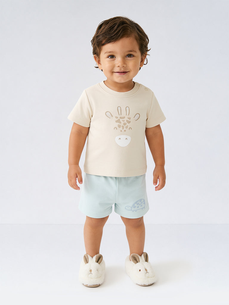HOP Baby Boys Multicolour Printed High-Rise Cotton Shorts - Pack of 5