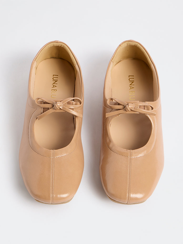 LUNA BLU Peach Bow-Detail Mary Jane Shoes