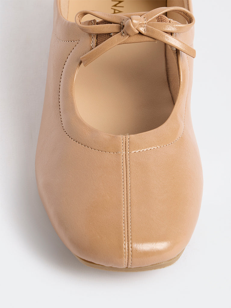 LUNA BLU Peach Bow-Detail Mary Jane Shoes