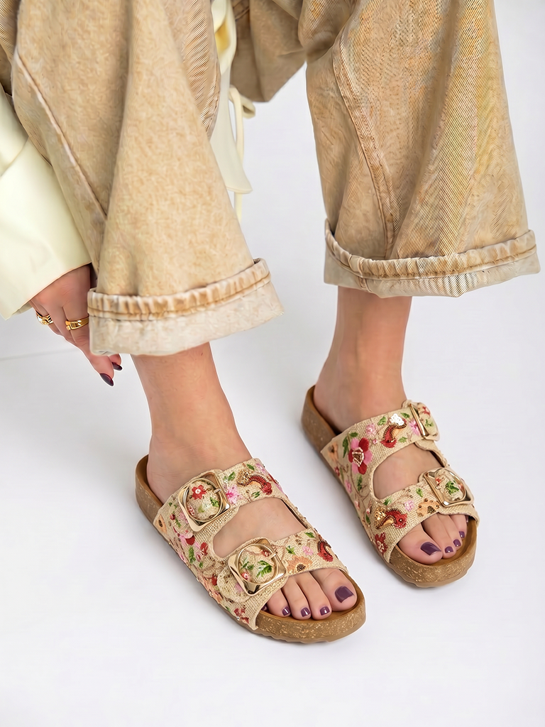 LUNA BLU Brown Floral Sandals