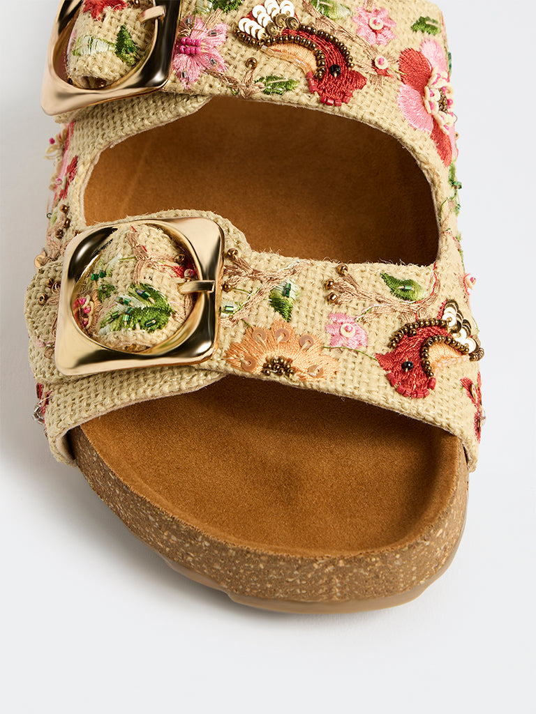 LUNA BLU Brown Floral Sandals