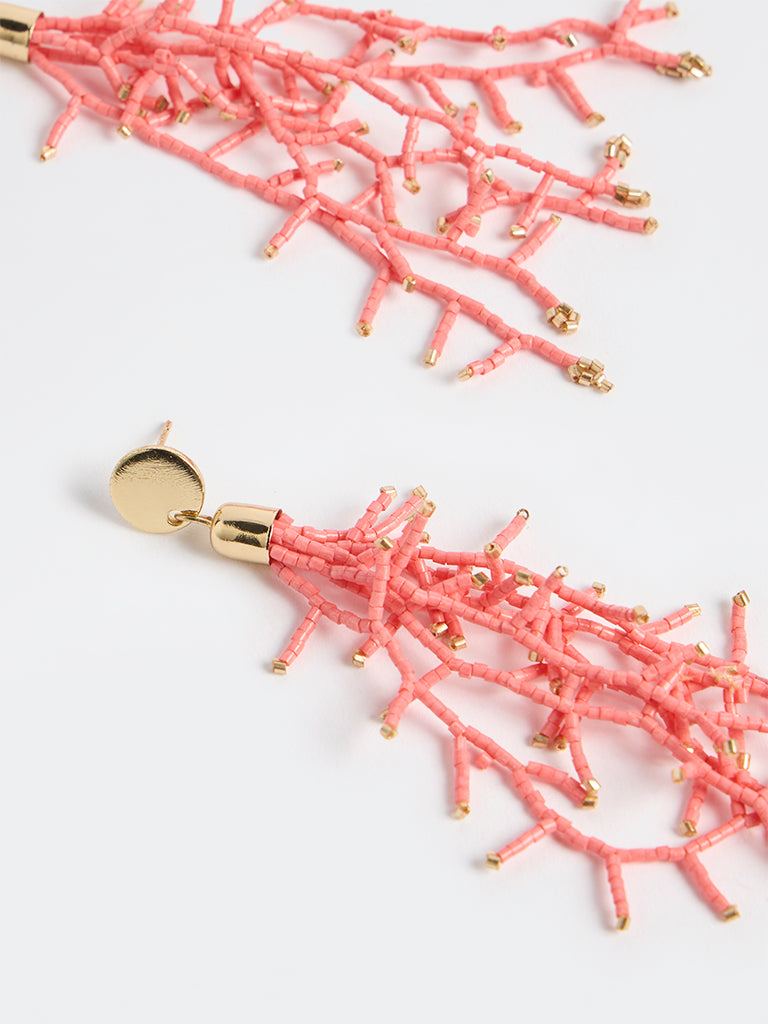 Westside Accessories Coral Beaded Branch Drop Earrings