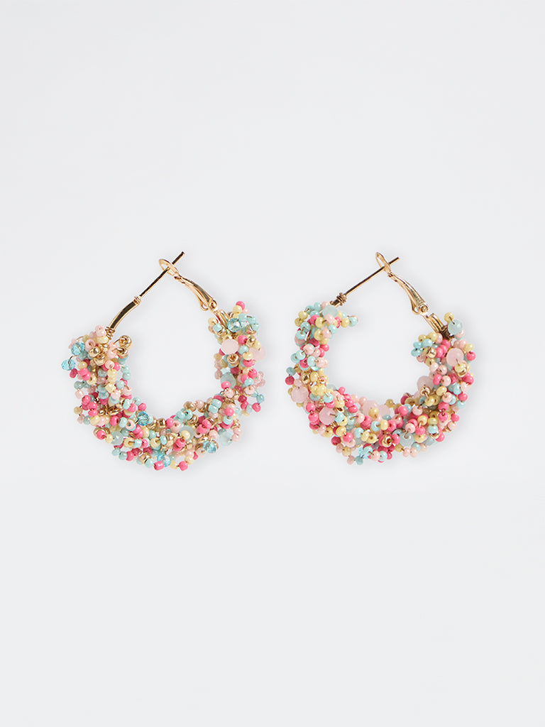 Westside Accessories Multicolour Bead Hoop Earrings