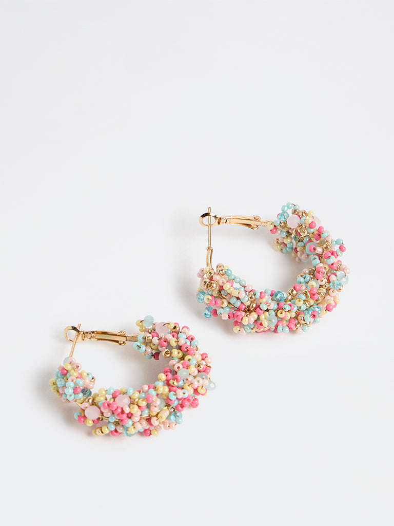 Westside Accessories Multicolour Bead Hoop Earrings