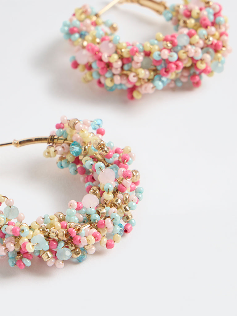 Westside Accessories Multicolour Bead Hoop Earrings