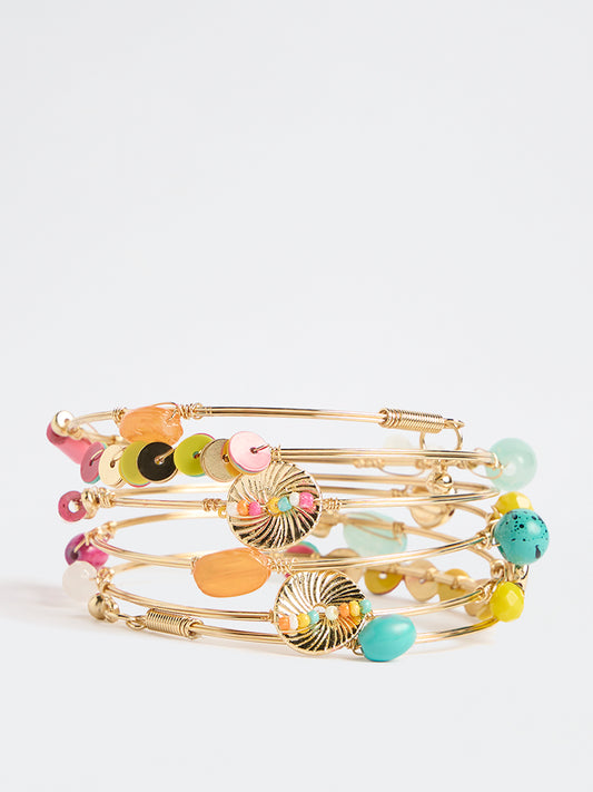 Westside Accessories Multi-Coloured Beaded Coil Bracelet