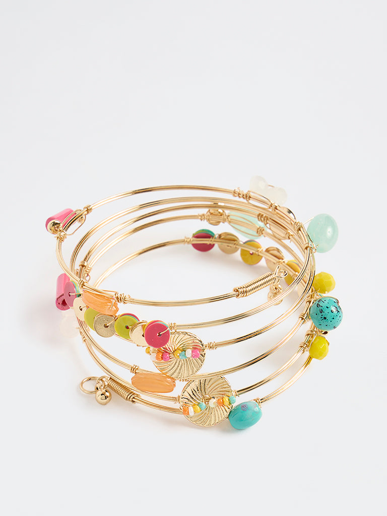 Westside Accessories Multi-Coloured Beaded Coil Bracelet