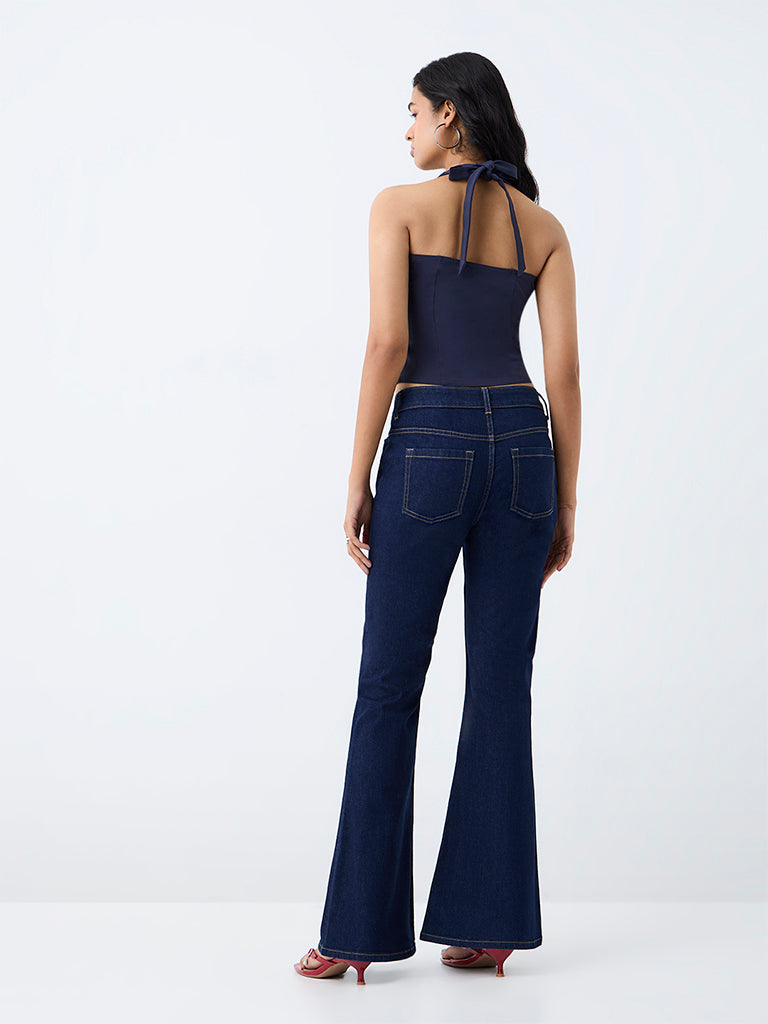 Nuon Dark Blue High-Rise Bootcut Jeans