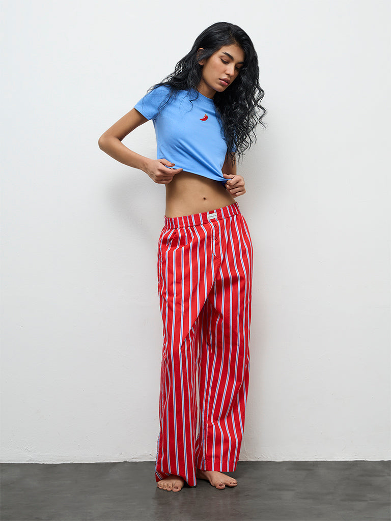 Superstar Red Striped High-Rise Cotton Pants
