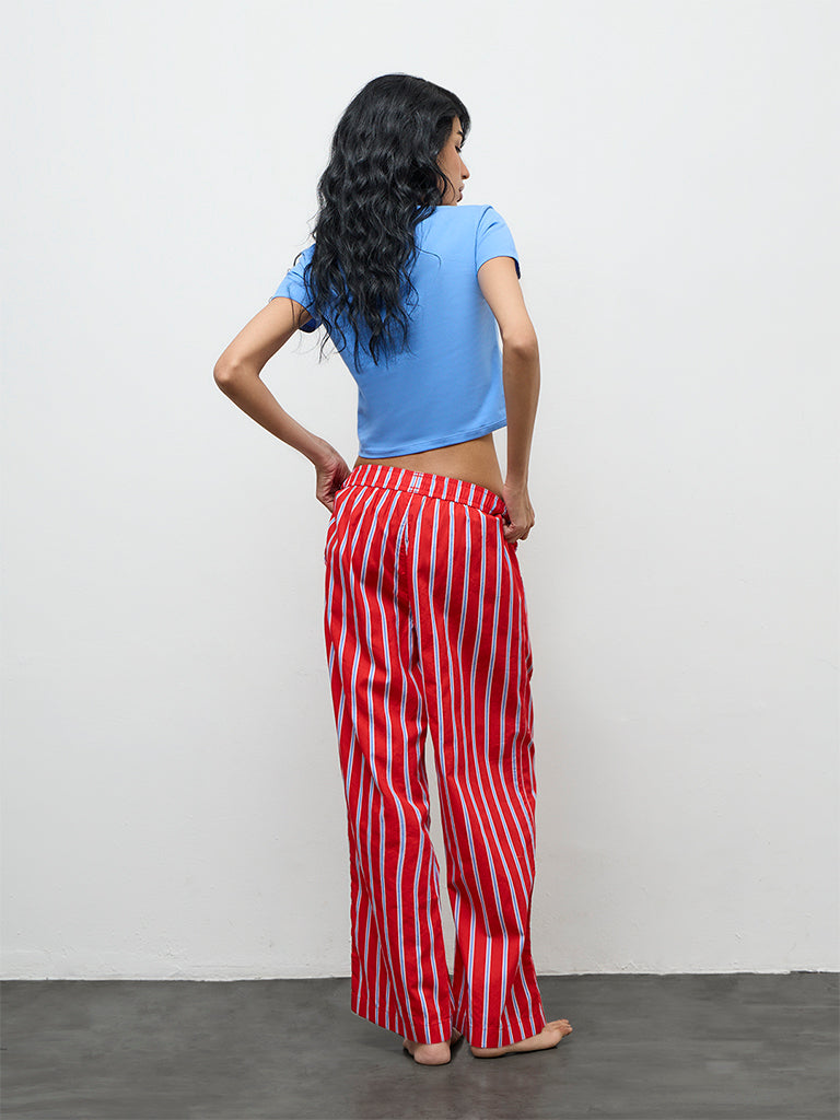 Superstar Red Striped High-Rise Cotton Pants