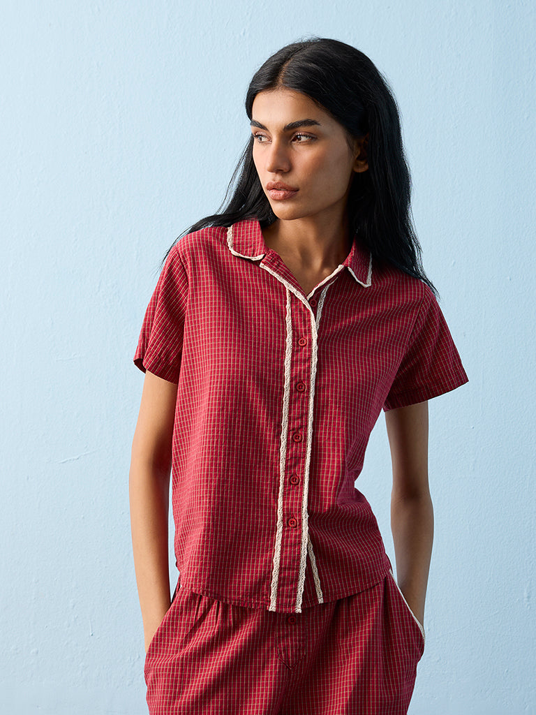 Superstar Red Checks Pattern Cotton Shirt