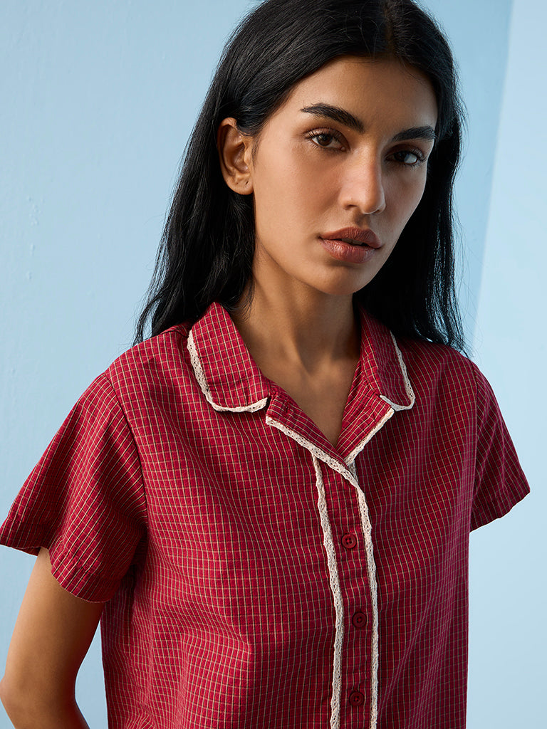 Superstar Red Checks Pattern Cotton Shirt