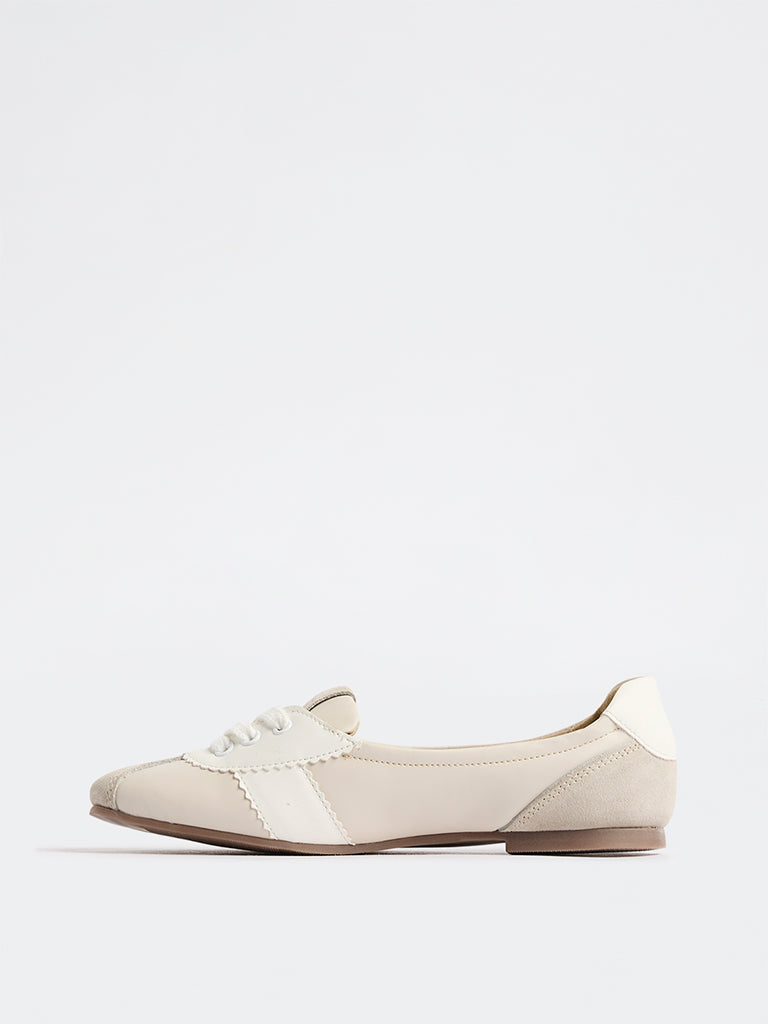 LUNA BLU Ivory Suede Ballerinas