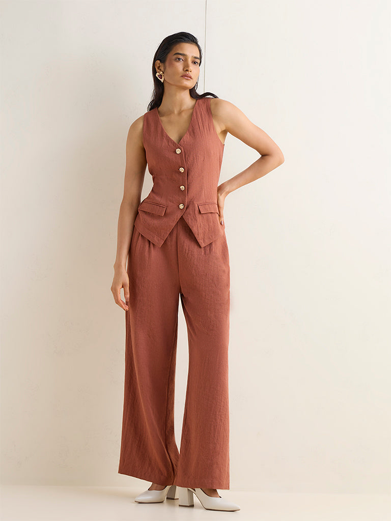 Wardrobe Rust Solid Waistcoat