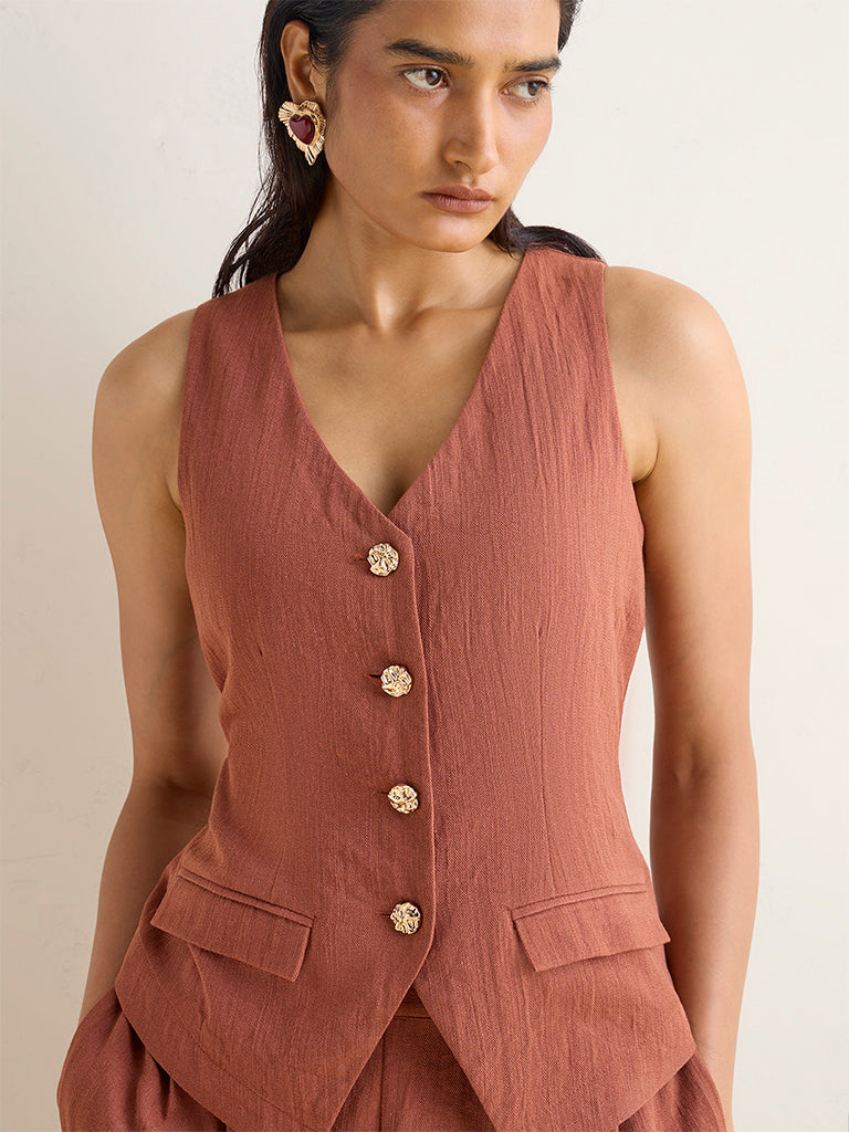 Wardrobe Rust Solid Waistcoat