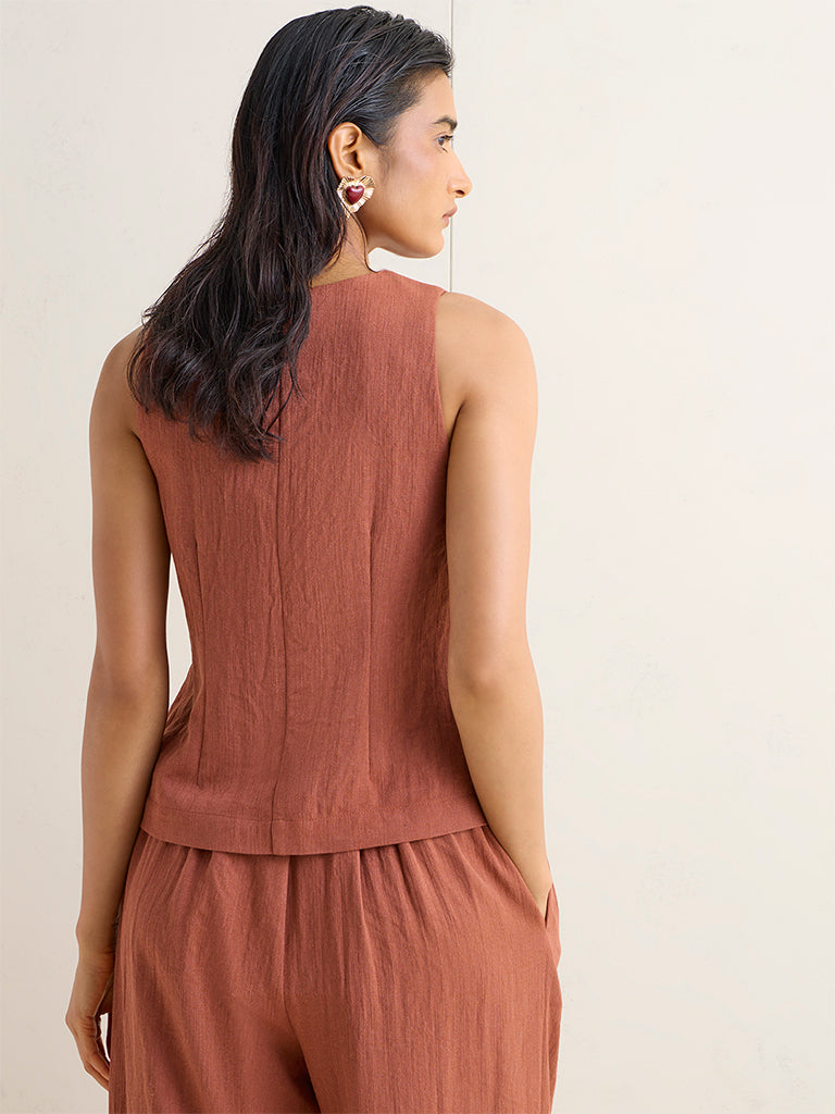 Wardrobe Rust Solid Waistcoat