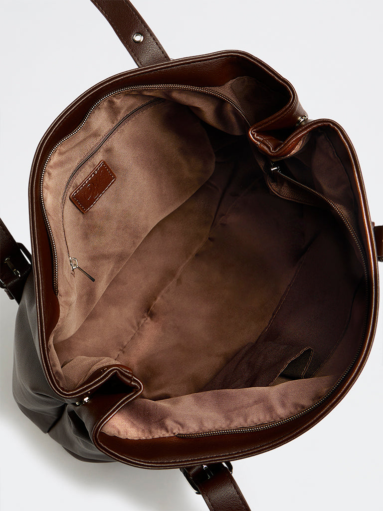 Westside Brown Buckle-Detailed Tote Bag