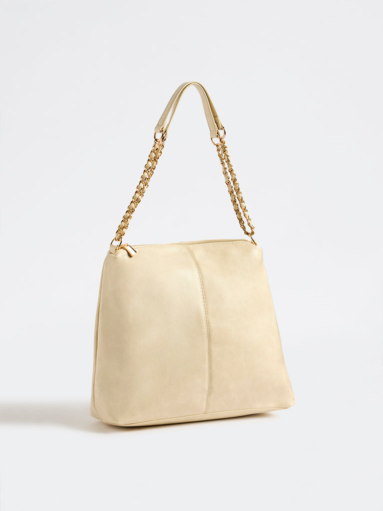 Westside Cream Chain-Strap Handbag