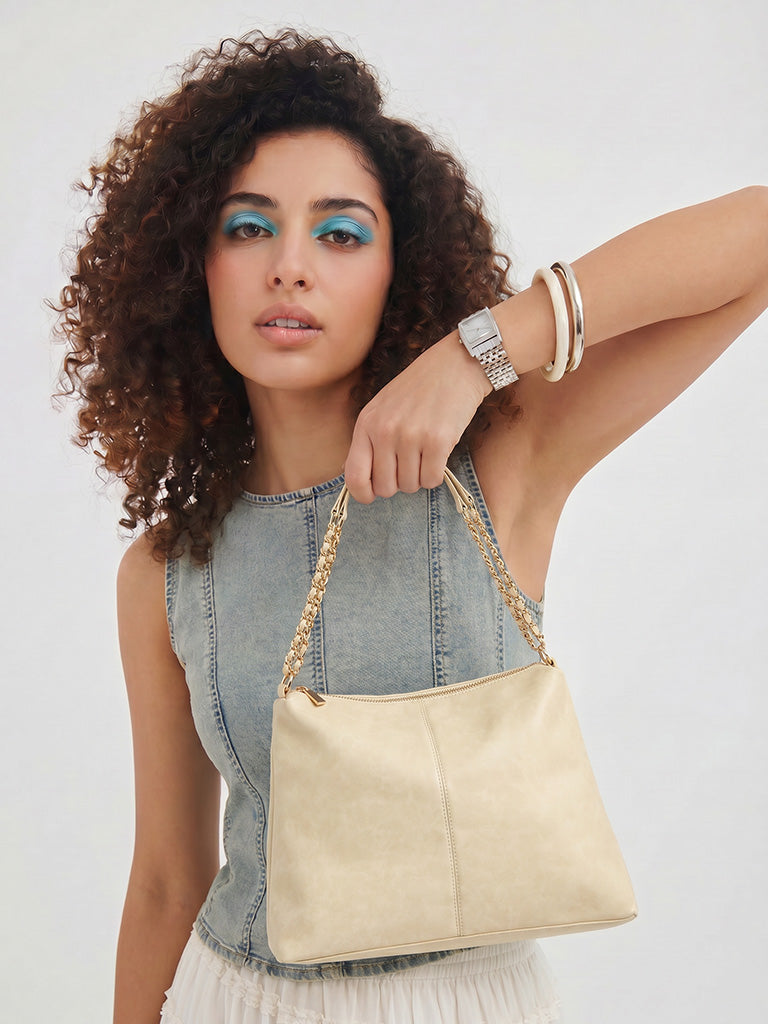 Westside Cream Chain-Strap Handbag