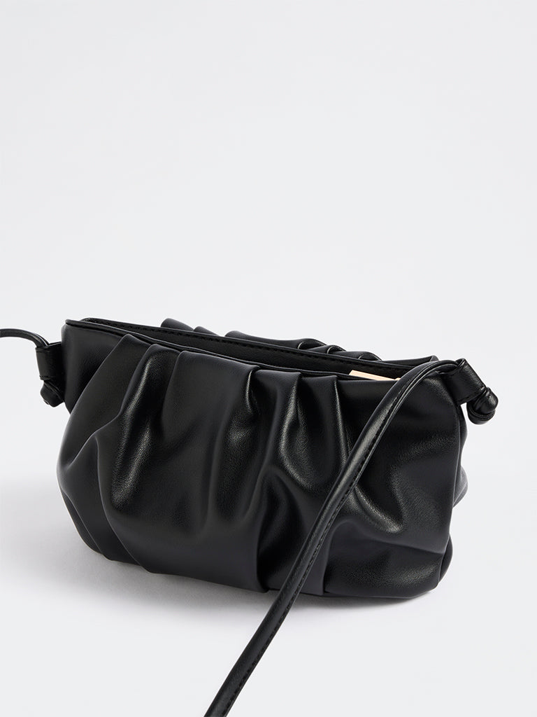 Westside Black Pleated Sling Bag