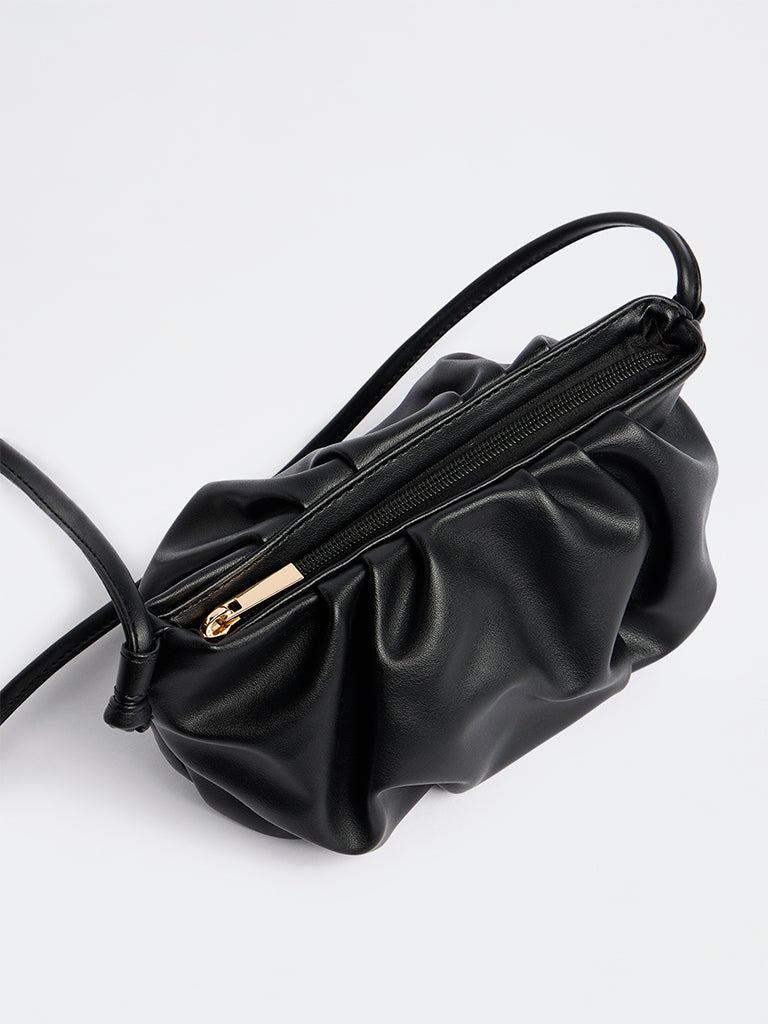 Westside Black Pleated Sling Bag