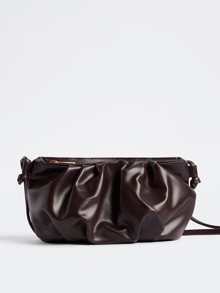 Westside Dark Brown Pleated Sling Bag
