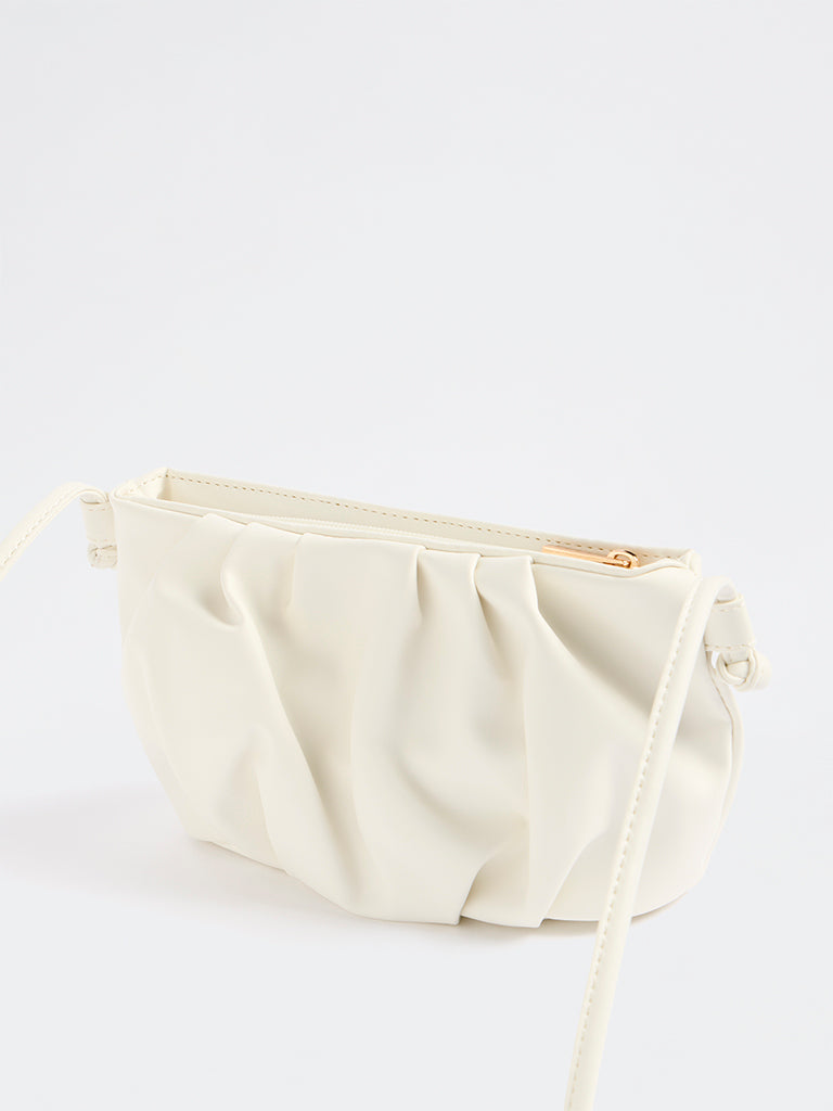 Westside White Pleated Sling Bag