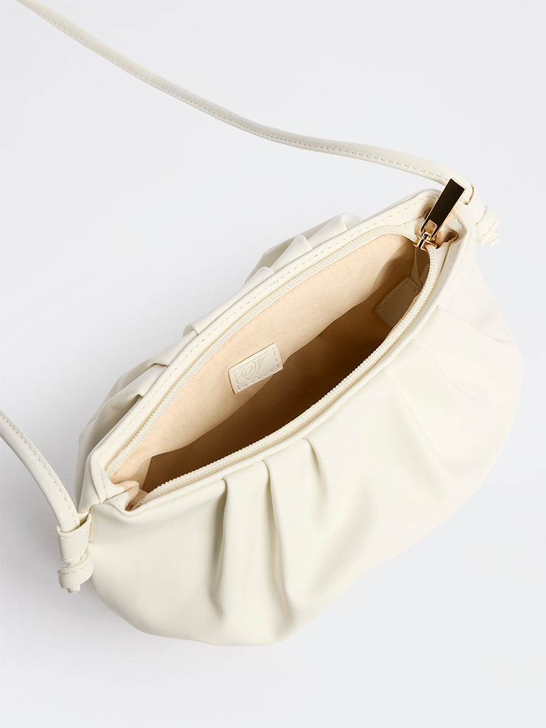 Westside White Pleated Sling Bag