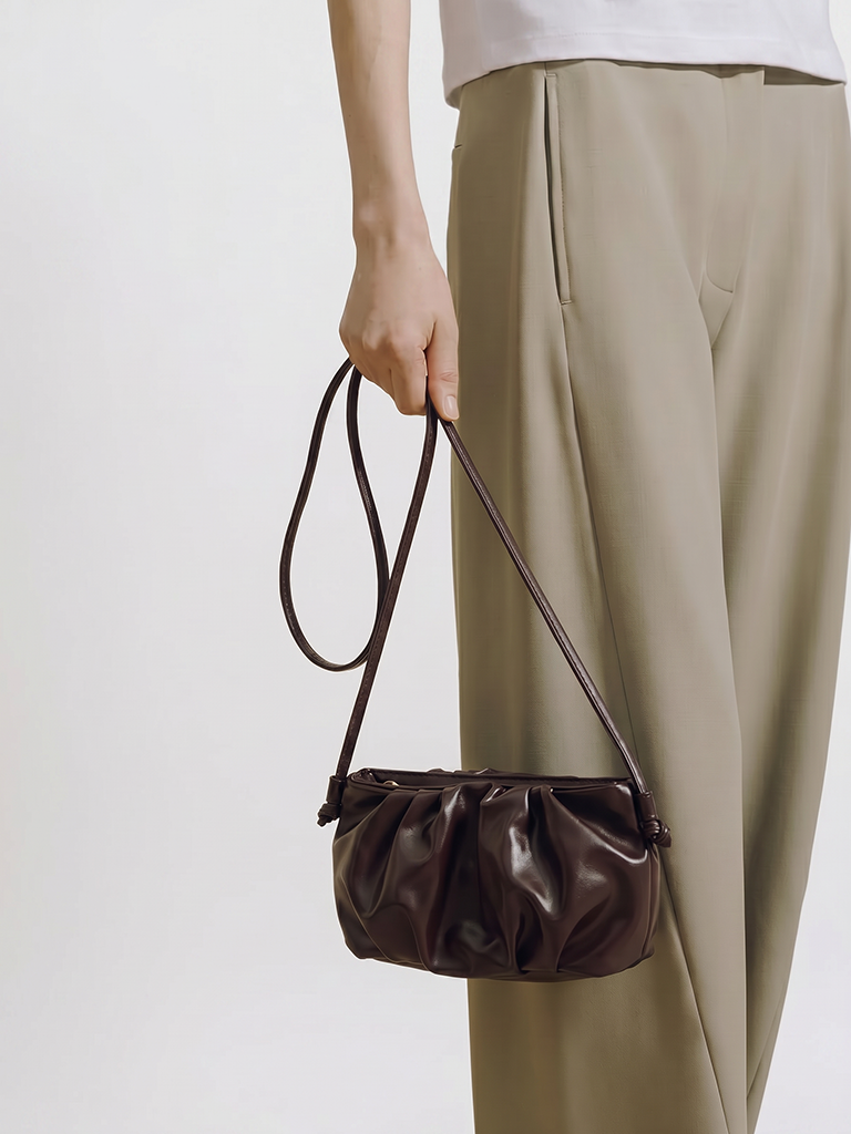 Westside Dark Brown Pleated Sling Bag