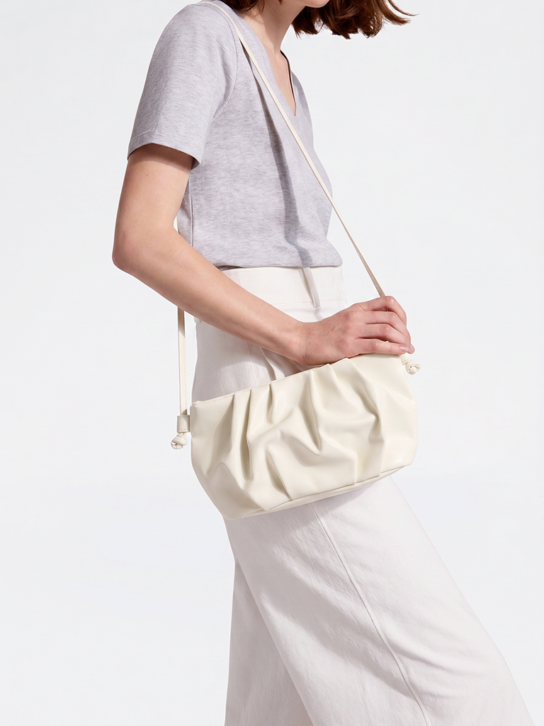 Westside White Pleated Sling Bag