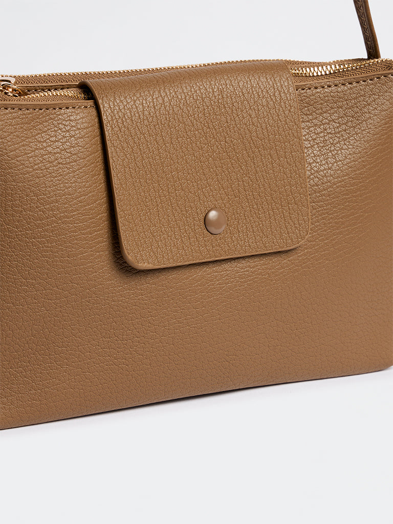 Westside Brown Textured Sling Bag