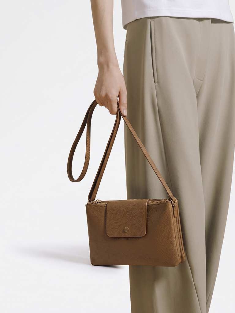 Westside Brown Textured Sling Bag