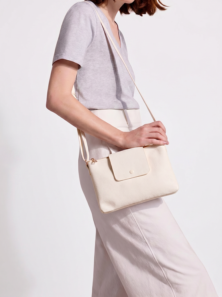 Westside White Textured Sling Bag