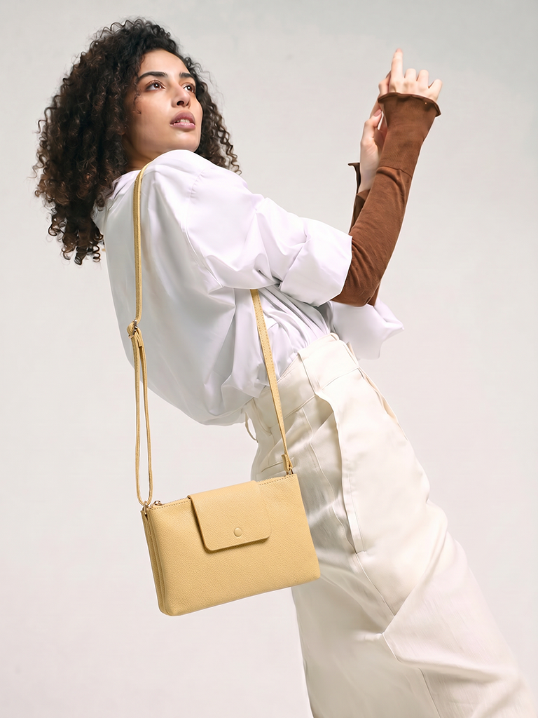Westside Yellow Textured Sling Bag
