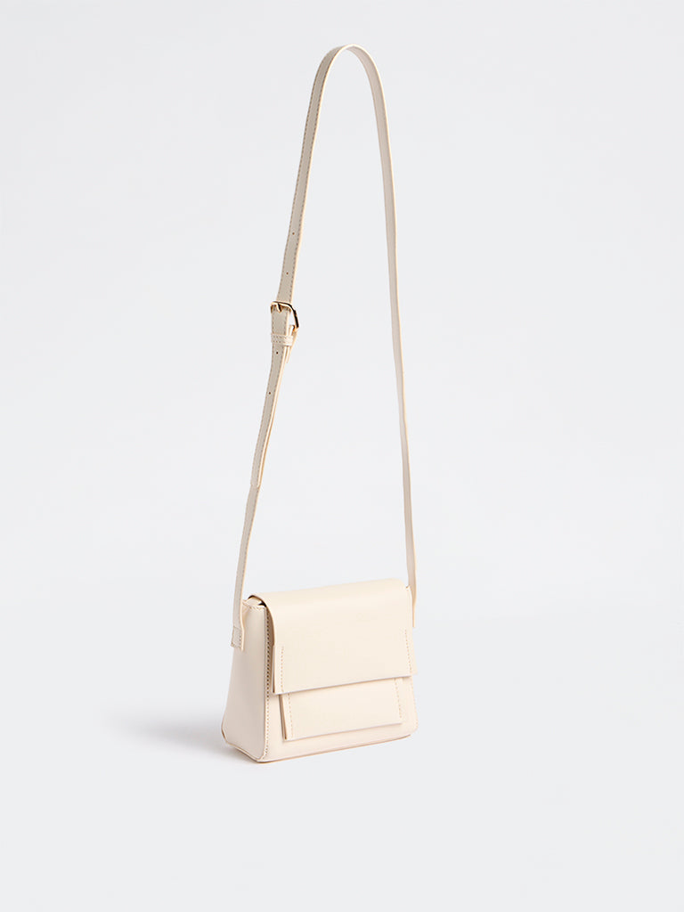 Westside Accessories Off-White Flap Design Crossbody Sling Bag
