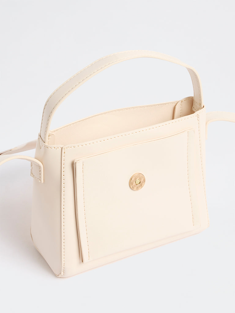 Westside Accessories Off-White Flap Design Crossbody Sling Bag