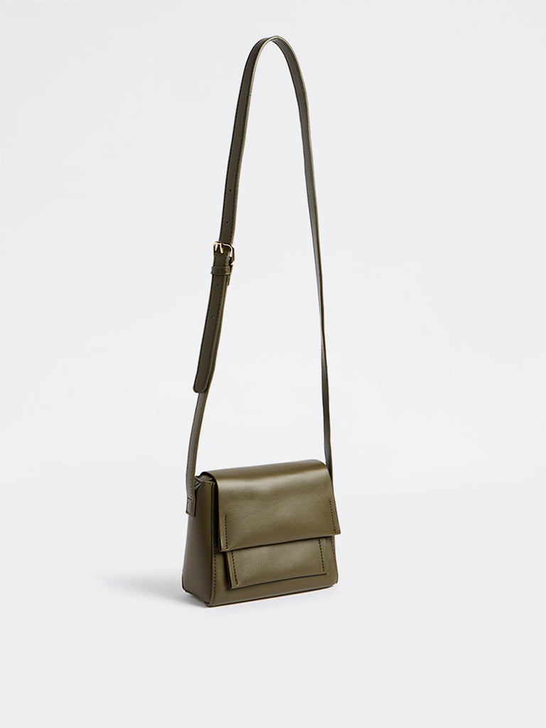 Westside Accessories Olive Flap Design Crossbody Sling Bag