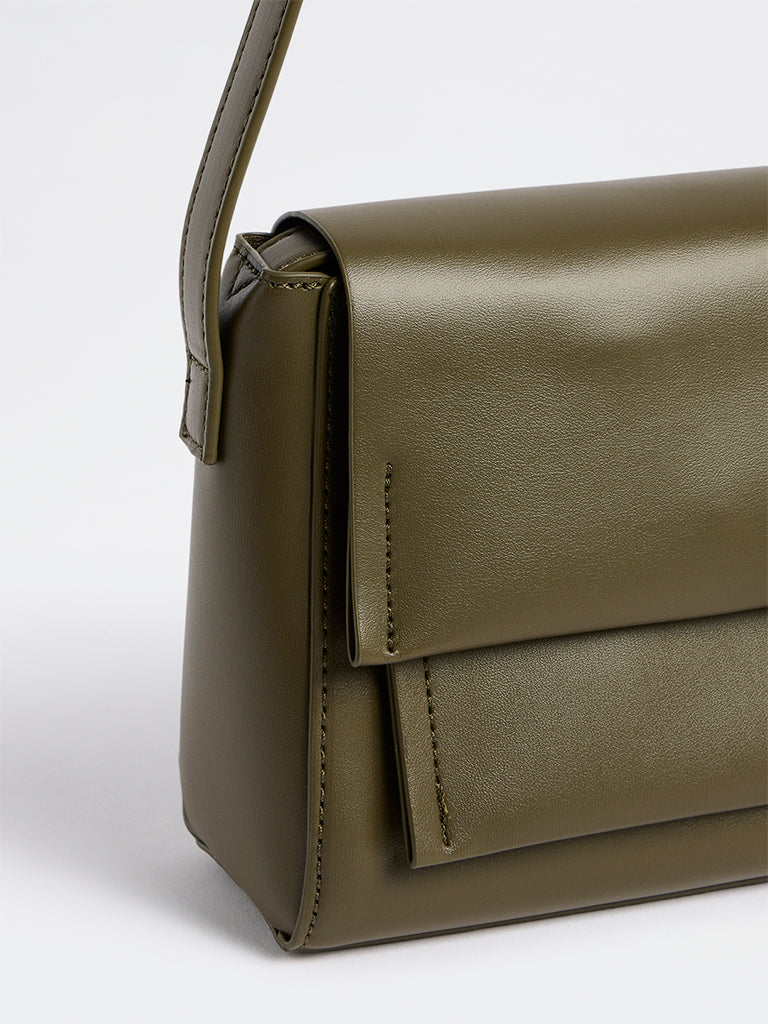 Westside Accessories Olive Flap Design Crossbody Sling Bag