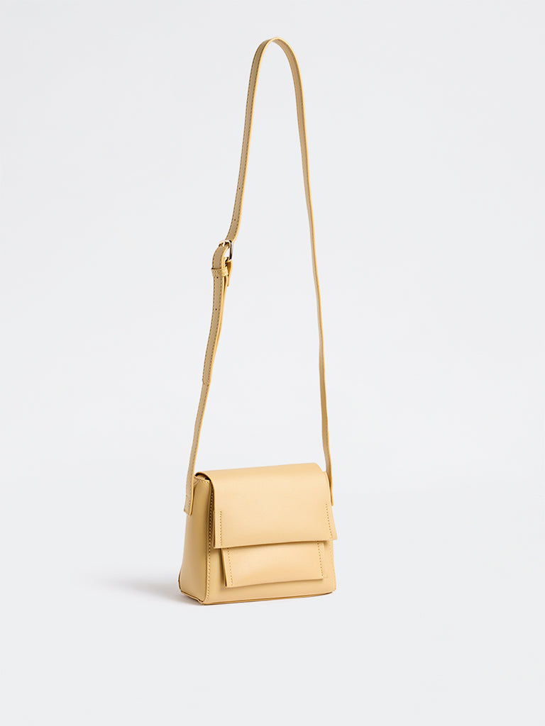 Westside Accessories Yellow Flap Detail Crossbody Sling Bag