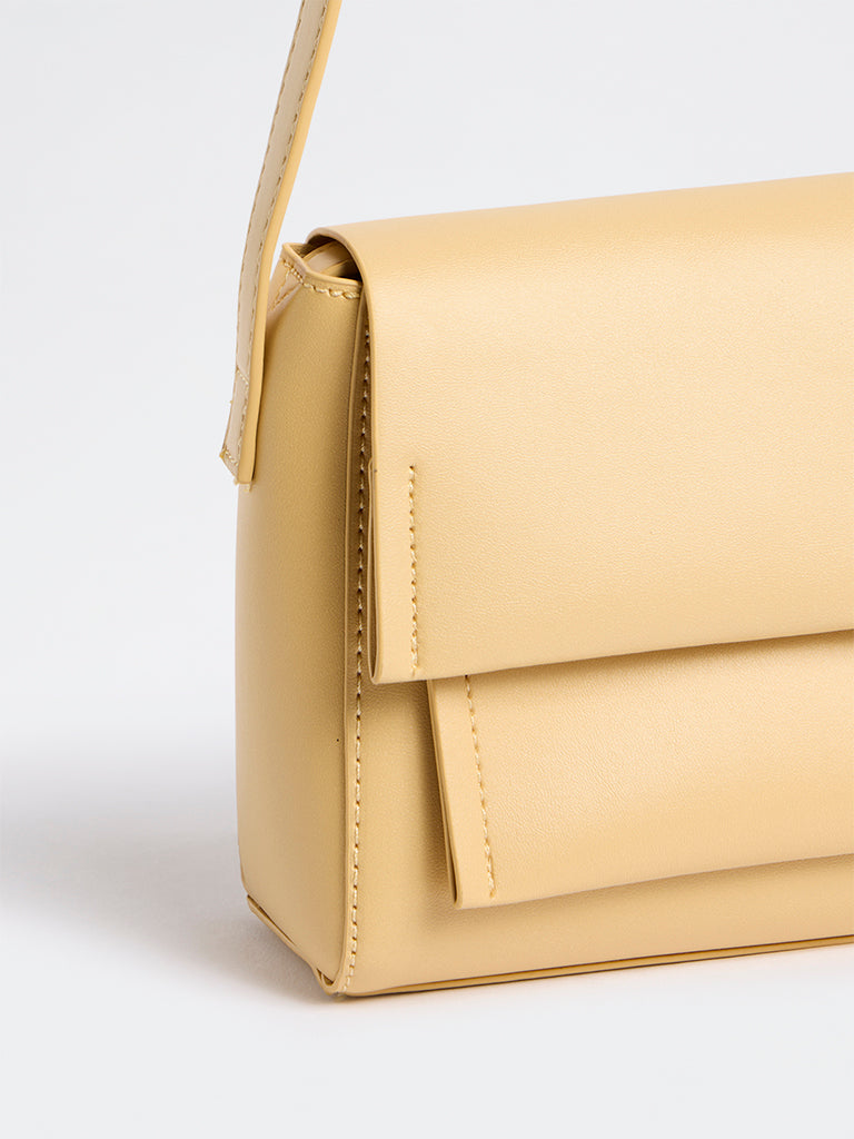 Westside Accessories Yellow Flap Detail Crossbody Sling Bag