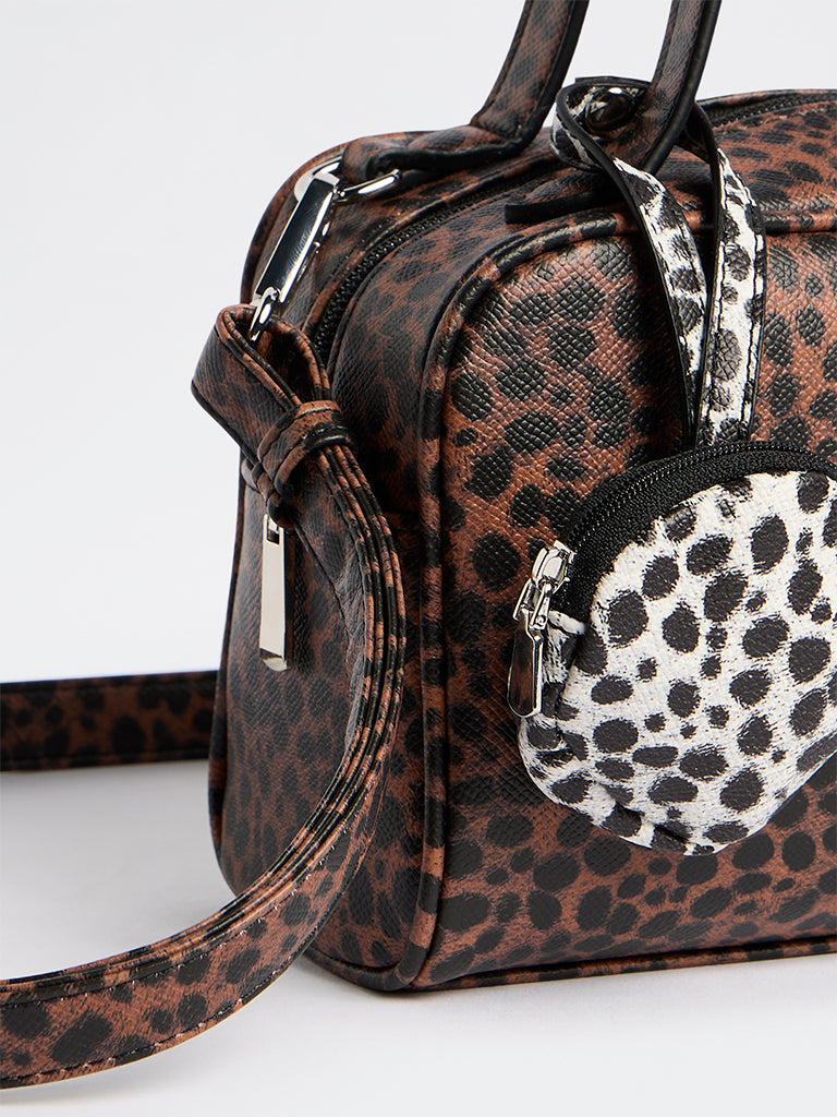 Westside Brown Animal Printed Sling Bowling Bag with Pouch