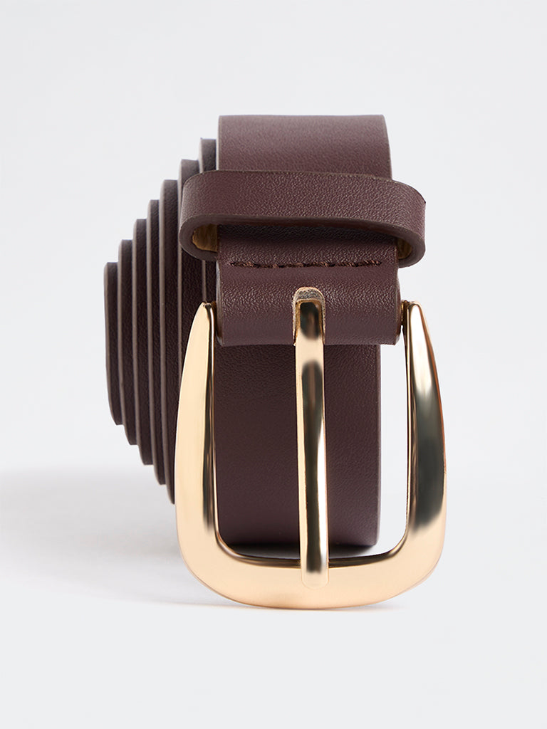 Westside Accessories Dark Brown Gold-Toned Buckle Belt