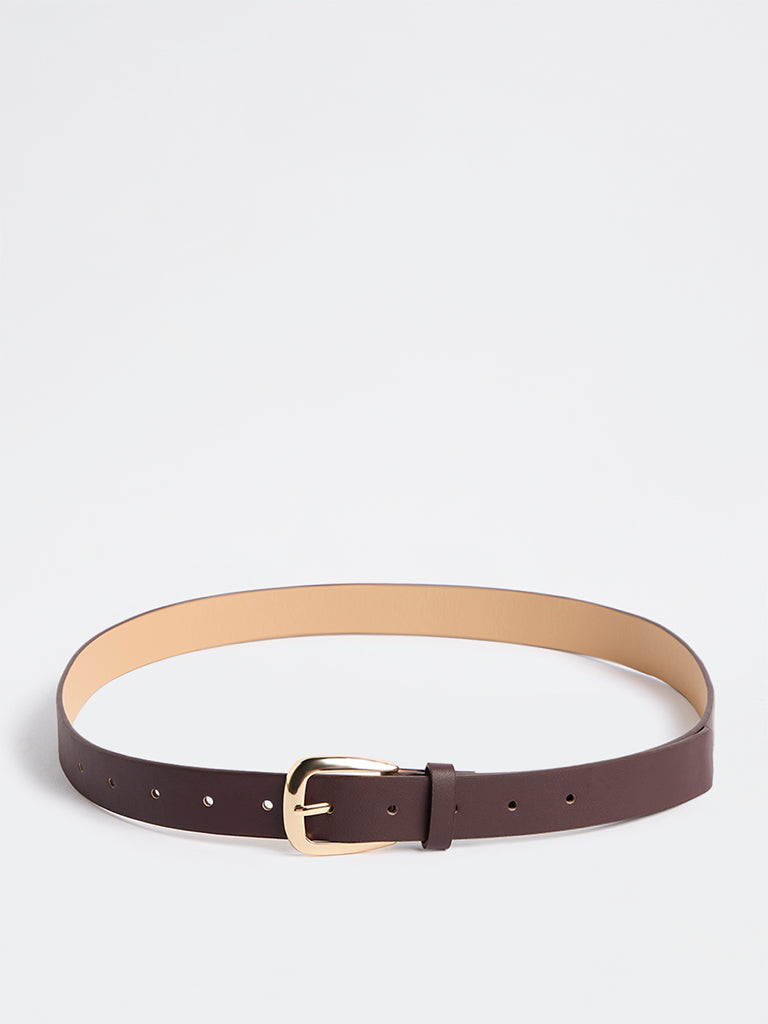 Westside Accessories Dark Brown Gold-Toned Buckle Belt